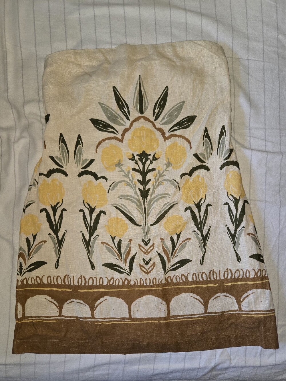 Abercrombie & Fitch Strapless Mini Dress in Cream, Yellow, Green, Brown